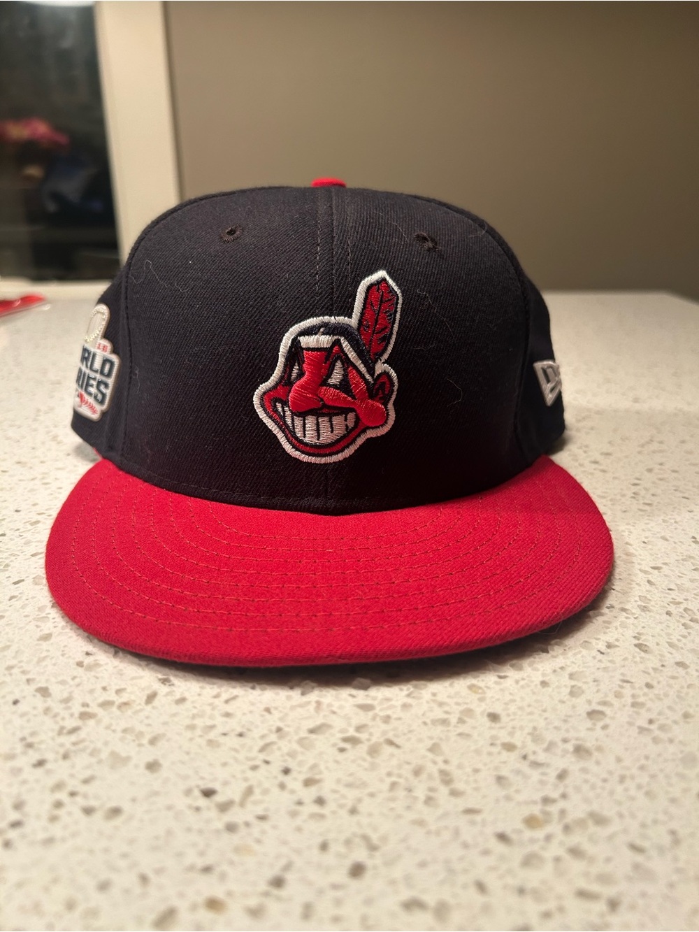 2016 New Era Cleveland Indians MLB WORLD SERIES 59FIFTY Hat 7 1/4 Chief Wahoo - Picture 2 of 6